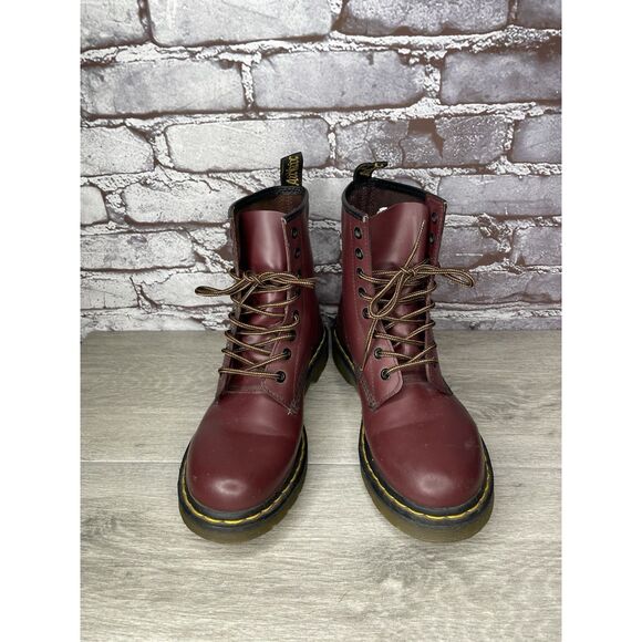 Dr. Martens Cherry Red Leather Combat Lace Up Boots Women’s Sz 38EU/7-7.5M US - Picture 15 of 16